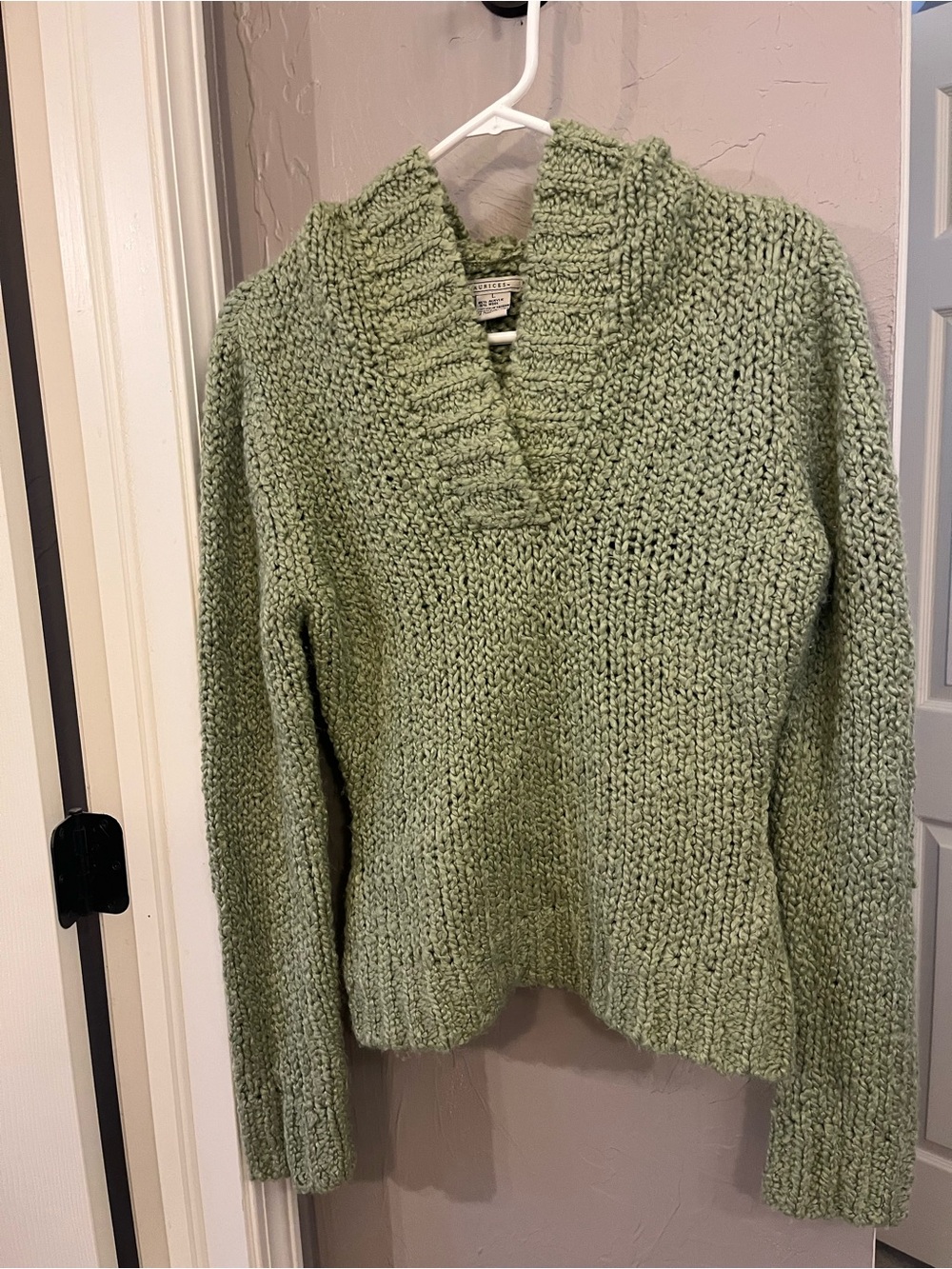 Maurices Sage Green V-Neck Chunky Knit Sweater